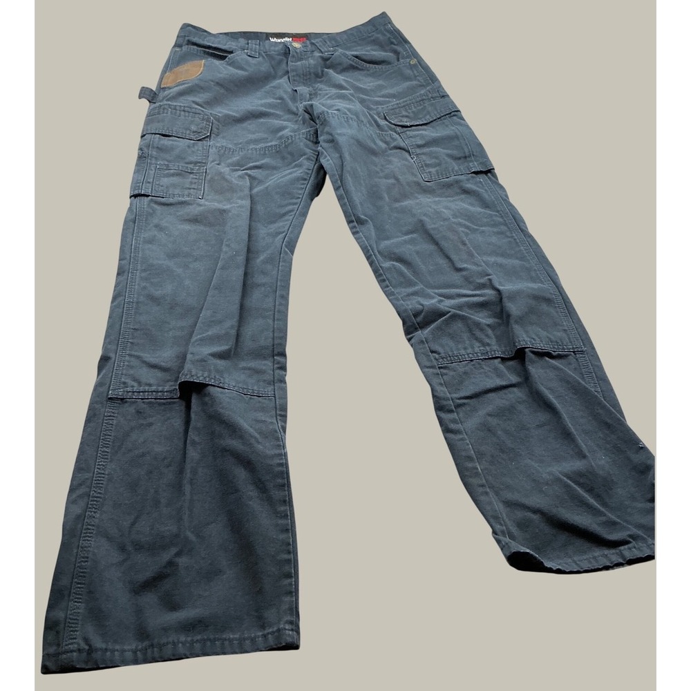 Wrangler Riggs Workwear Cargo Pants Ripstop Blue Grey Mens 34x36 Utility Relaxed